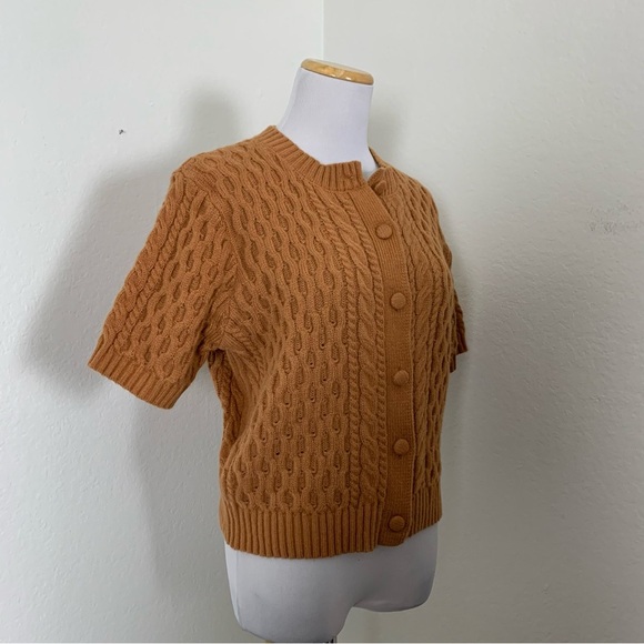 Shein Cable Knit Brown Sweater Top Button Front Retro Size medium - Picture 10 of 13